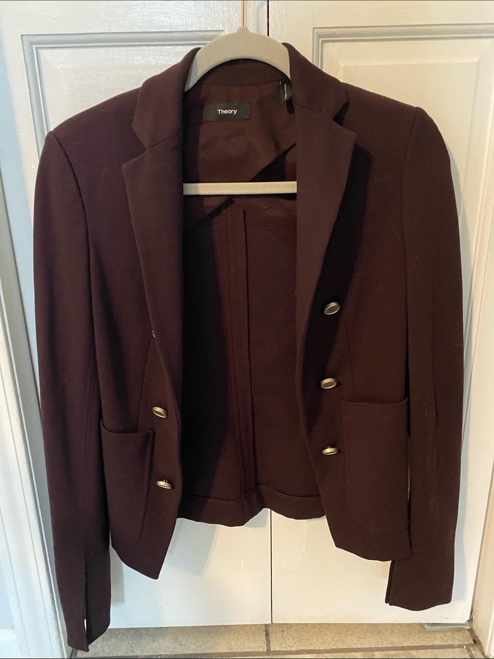 Theory Women's Deep Maroon Double-Breasted Blazer